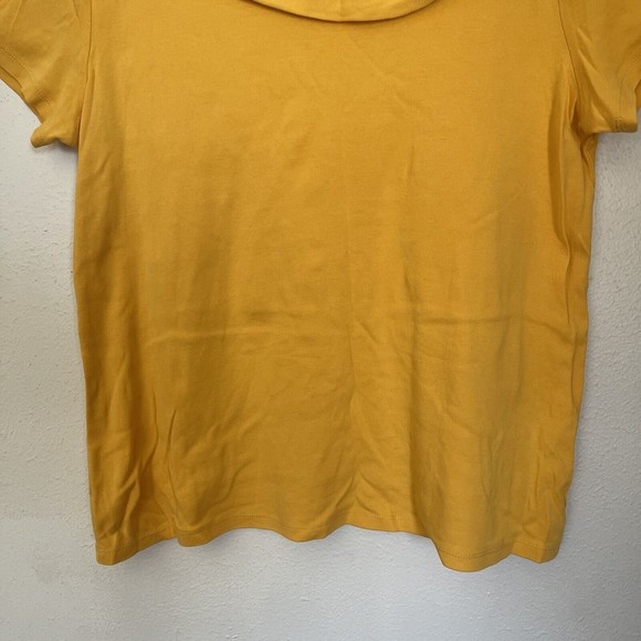 Rafaella Womens Blouse Bertha Collar Size Large Yellow Short Sleeve 100% Cotton - Picture 3 of 6